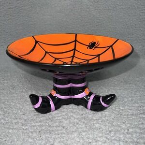 Ashland Ceramic Bowl Spider Web Candy Dish Witch‎ Shoes Halloween Decor